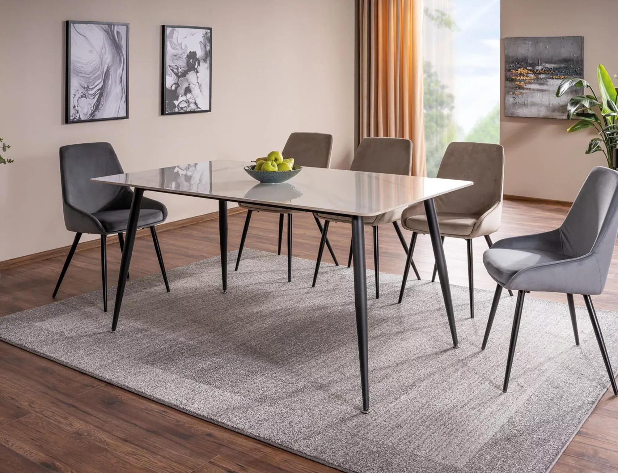 Krzesło tapicerowane COBE VELVET Bluvel 40 ciemny beż czarny stelaż - COBEVCCB