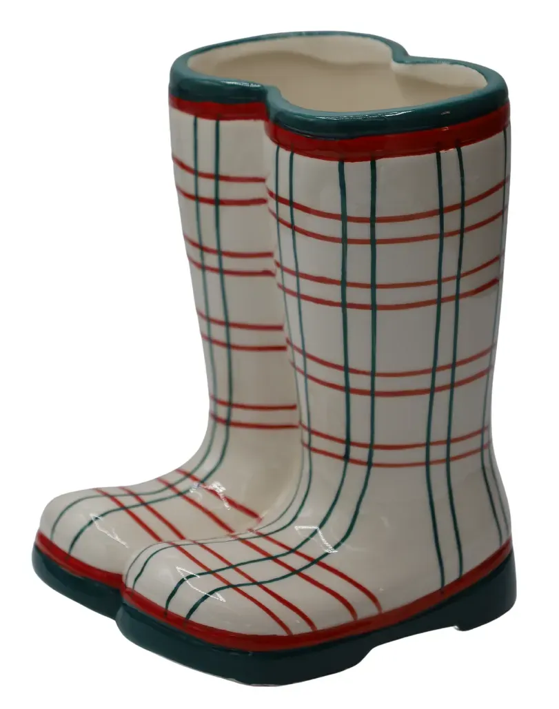 Osłonka ceramiczna BUTY W KRATKĘ 15x21 wielokolorowa Osłonka ceramiczna BUTY W KRATKĘ 15x21 wielokolorowa