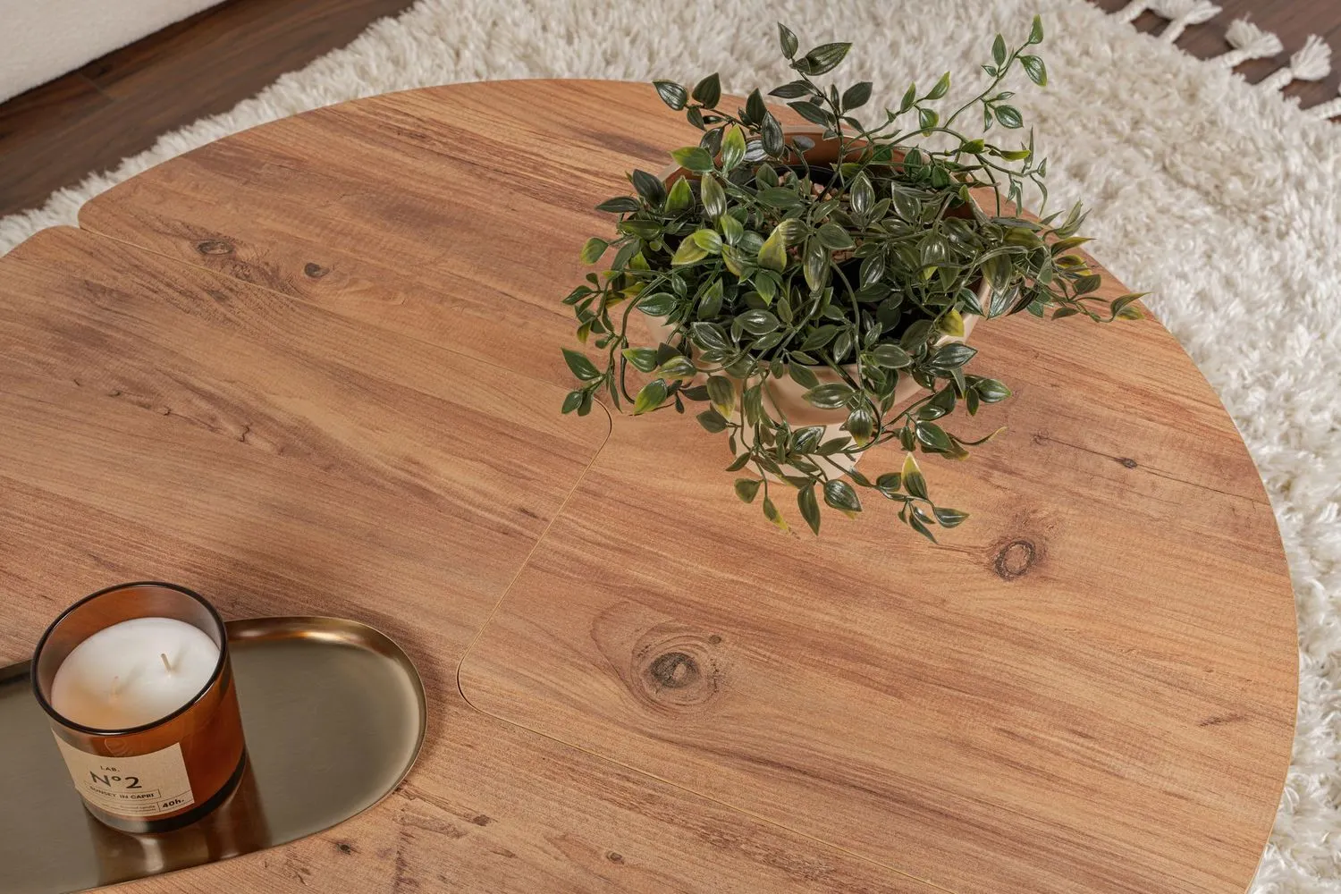 Stolik kawowy drewniany okrągły 2-elementowy MOIRA 90 cm sosna atlantycjka - ASI_241NRD1327