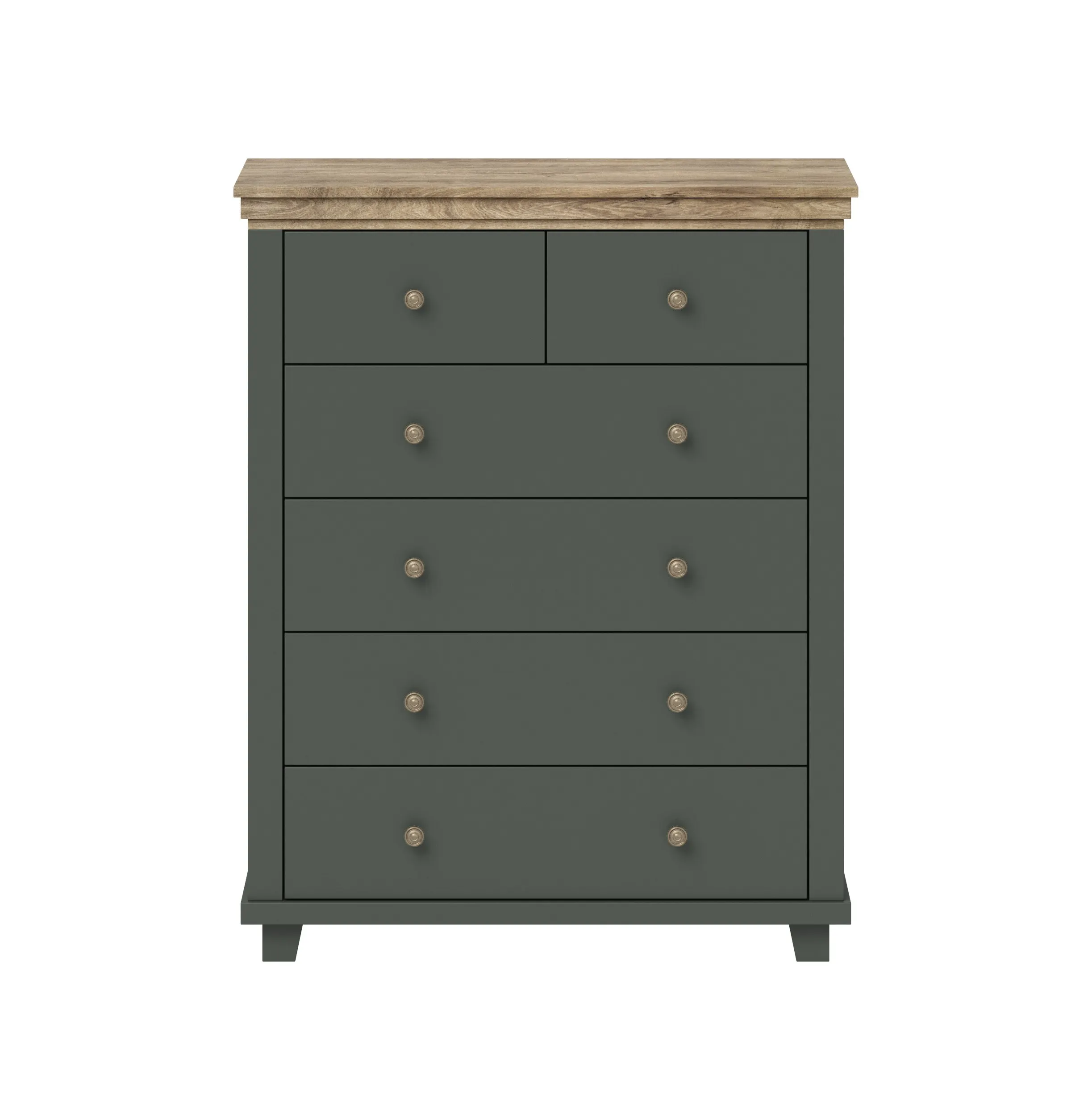 Komoda z szufladami EVORA wysoka 90x113 ciemnozielona/dąb Lefkas - 24ZRJU45