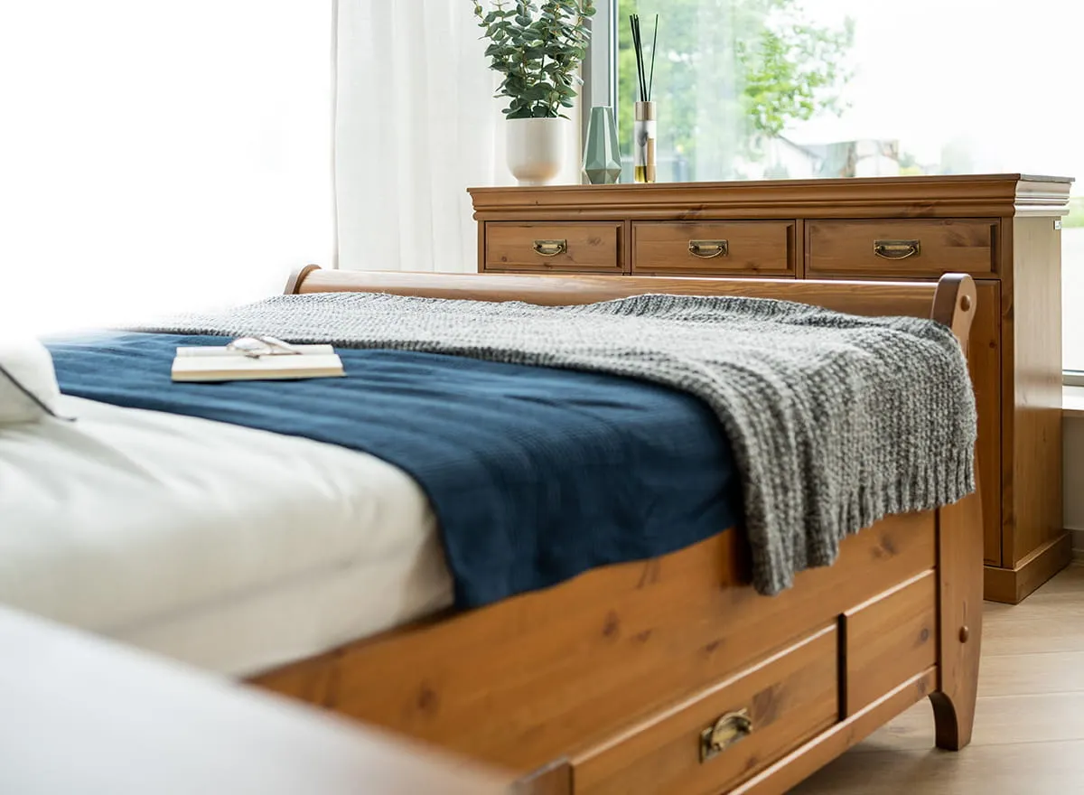 Łóżko sosnowe z 4 szufladami Toskania 160cm Kolor: bejca - PL2025