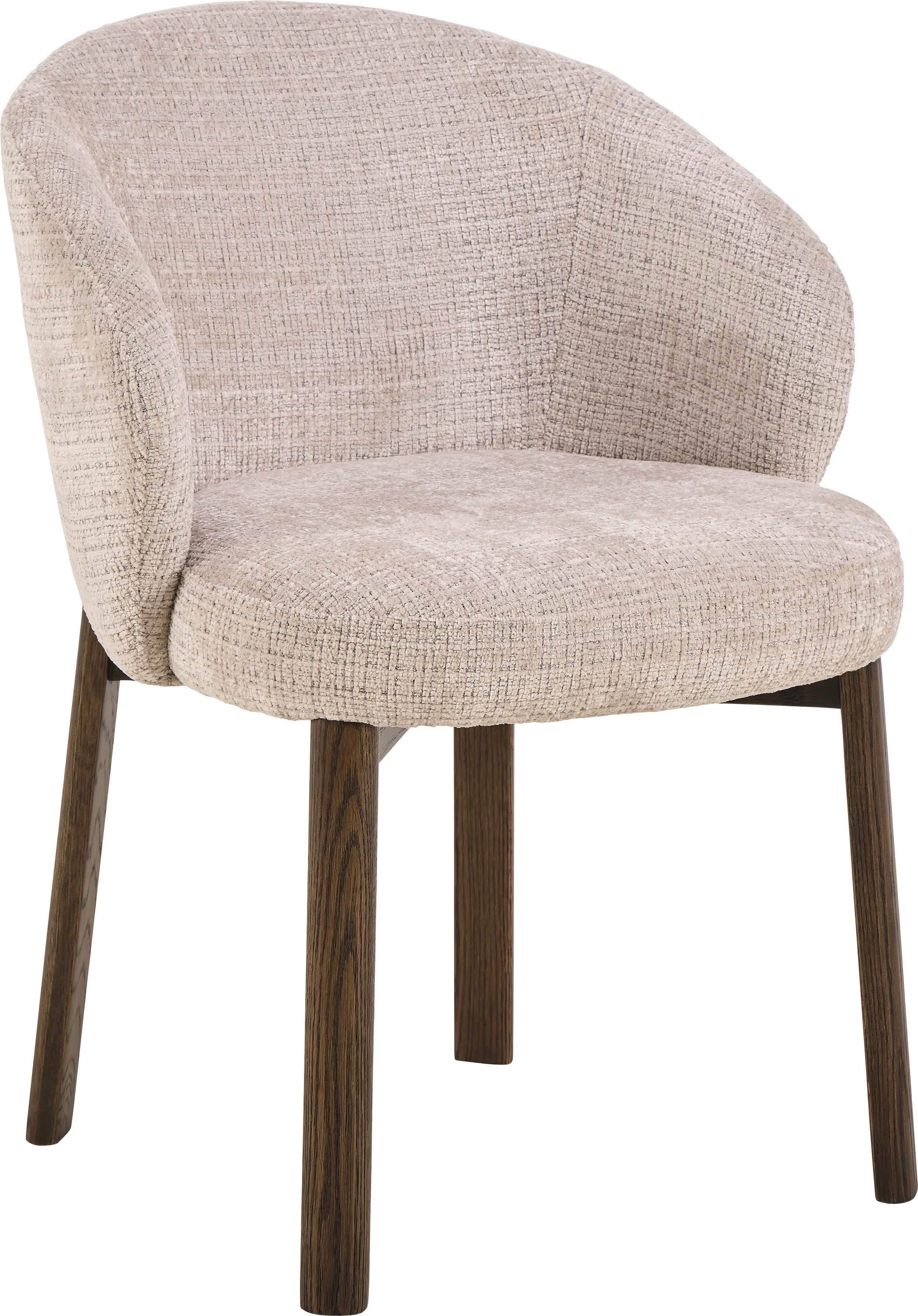 Krzesło okrągłe z podłokietnikami DARLENE 3 beżowe/dąb dymiony Krzesło okrągłe z podłokietnikami DARLENE 3 beżowe/dąb dymiony