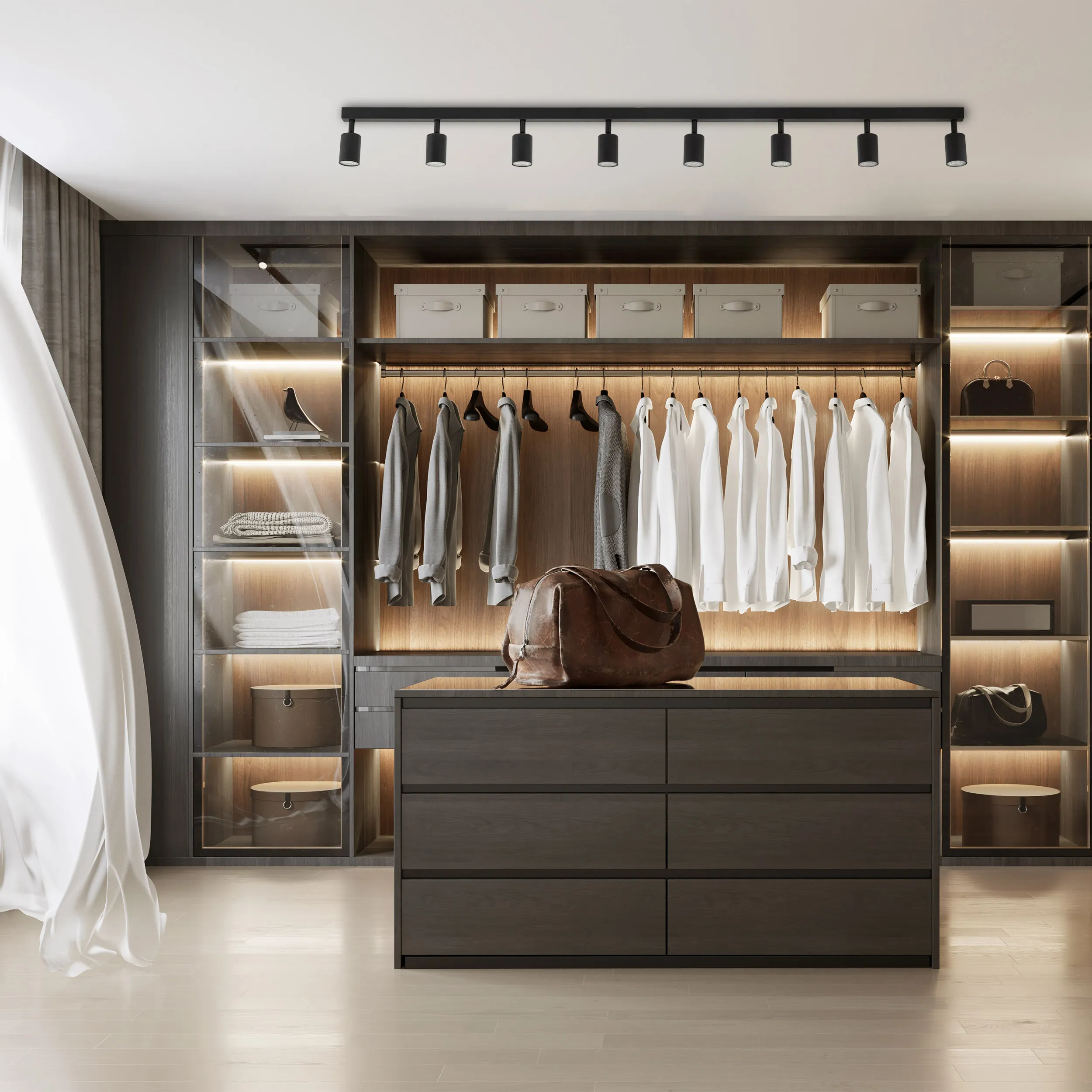 Listwa sufitowa TOP czarna metalowa regulowana 170x19x15cm - TK_6179