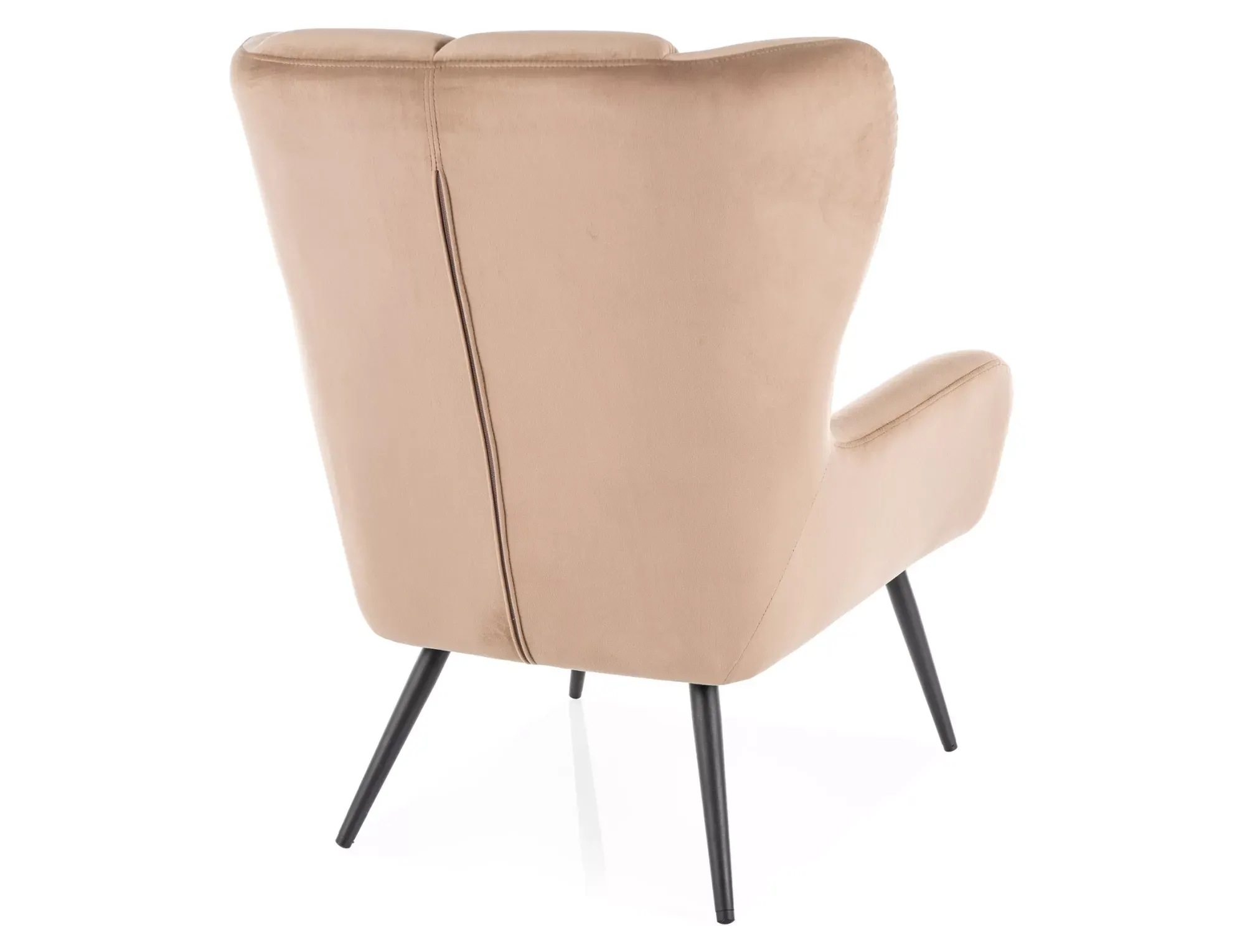 Fotel z podłokietnikami LOUIS VELVET pikowany beżowy z czarnymi nogami - LOUISVCBE