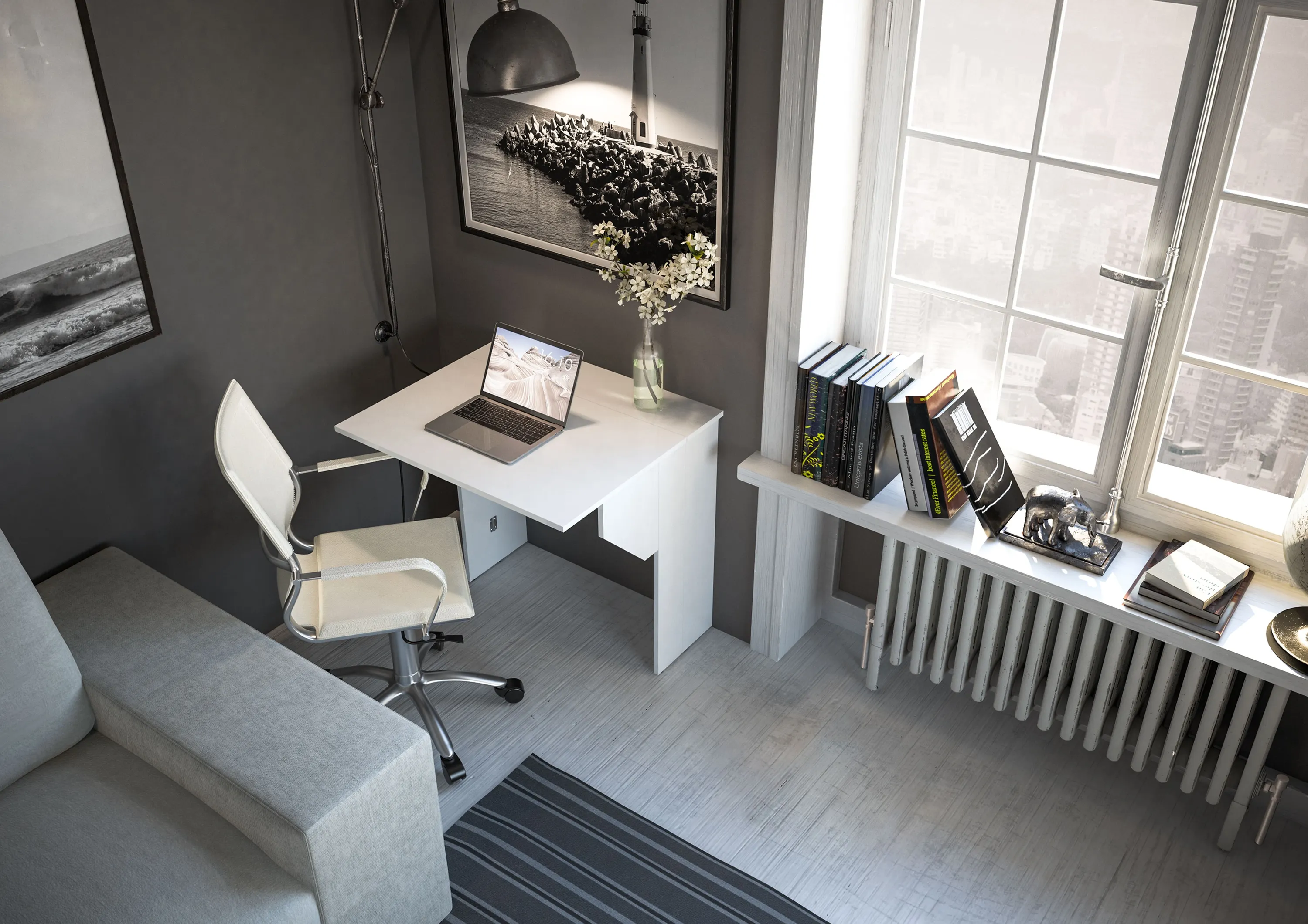 Biurko/toaletka BINGO składane białe 78x75x70cm - TH-100-1556