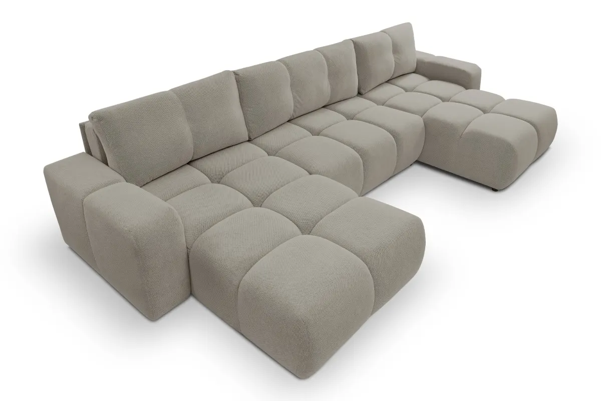 Narożnik rozkładany z pojemnikiem SOHO U CURIO 395 cm pikowany szary - SOHO_NAR_CURIO83_U