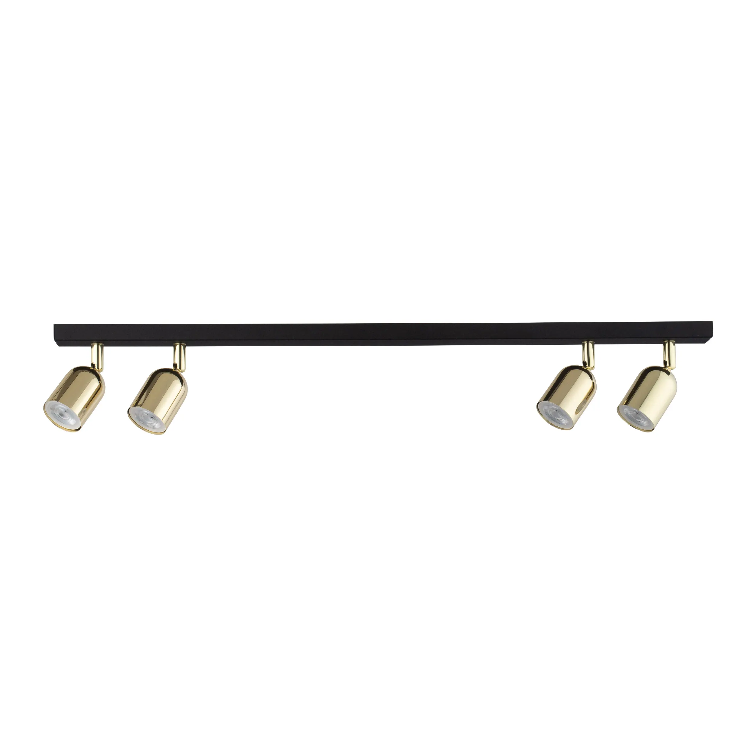 Lampa sufitowa TOP czarna ze złotymi reflektorami regulowanymi na listwie 88x18x14cm
