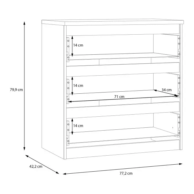 Komoda z 3 szufladami CHELSEA 77 cm Uni Wolfram szary - CHLK23-U27S