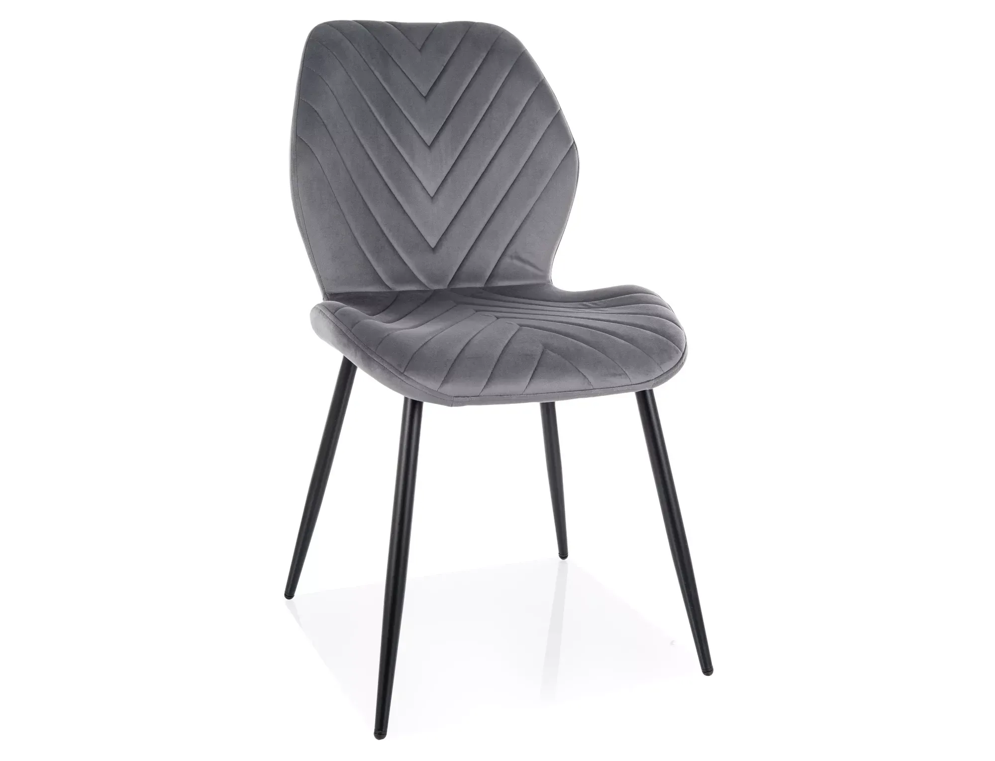 Krzesło tapicerowane MIKE VELVET pikowane szare/czarne nogi