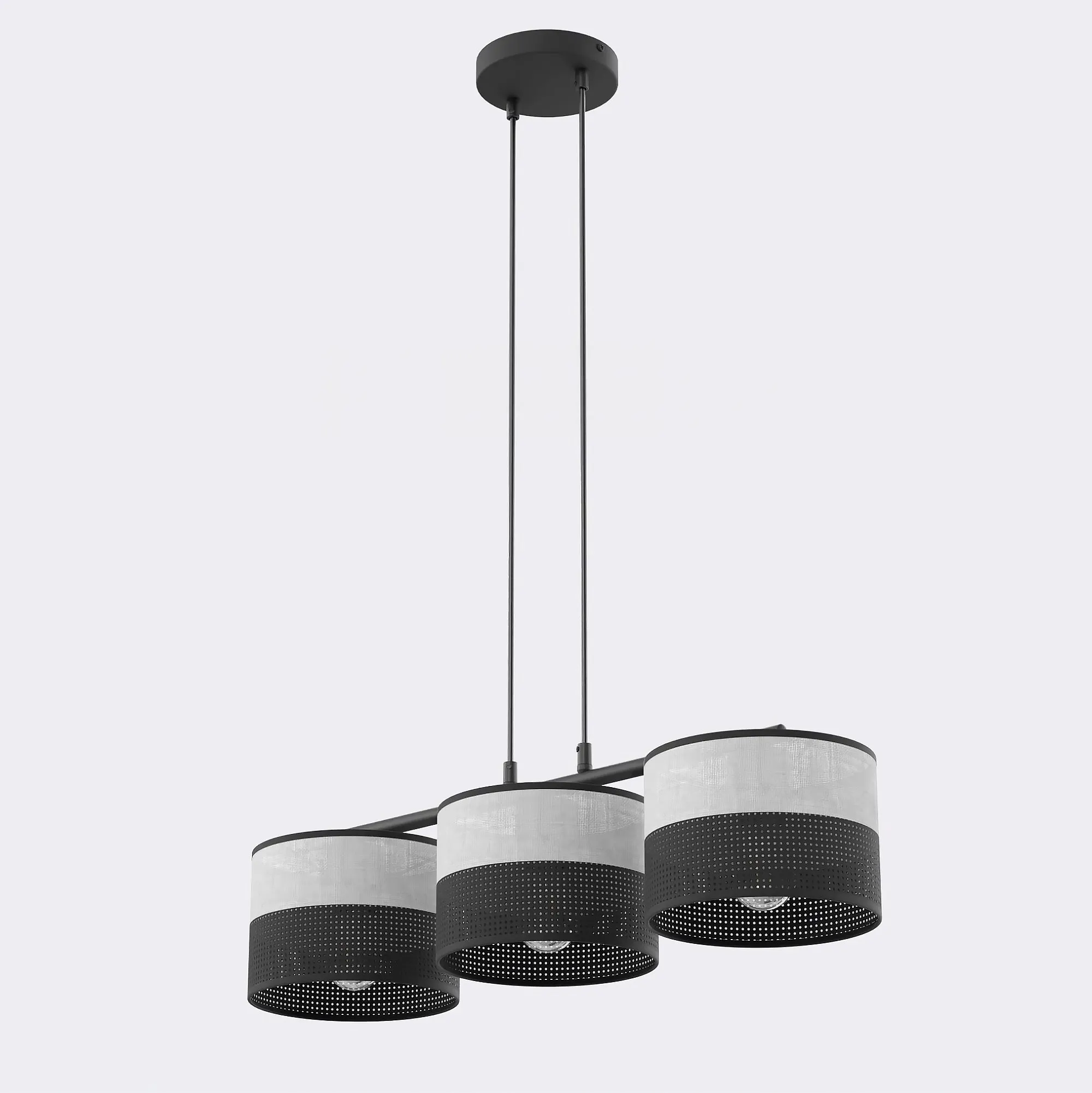 image lampa wisząca, triple-punktowa, metal, czarna, perforowana