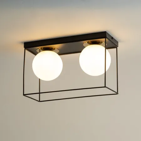 Lampa sufitowa/plafon AROMA 2 prostokąt czarno-złoty - SI_40711