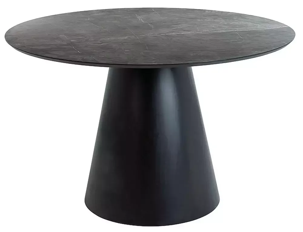 Stół okrągły ANGEL 120 szary efekt marmuru czarna podstawa - ANGELSZC