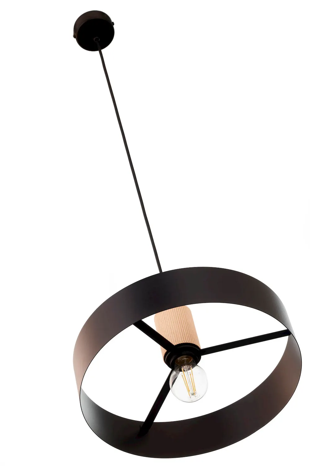 image lampa wisząca, kinkiet?, zaczep sufitowy, podstawa drewniana, żarówkaLED?