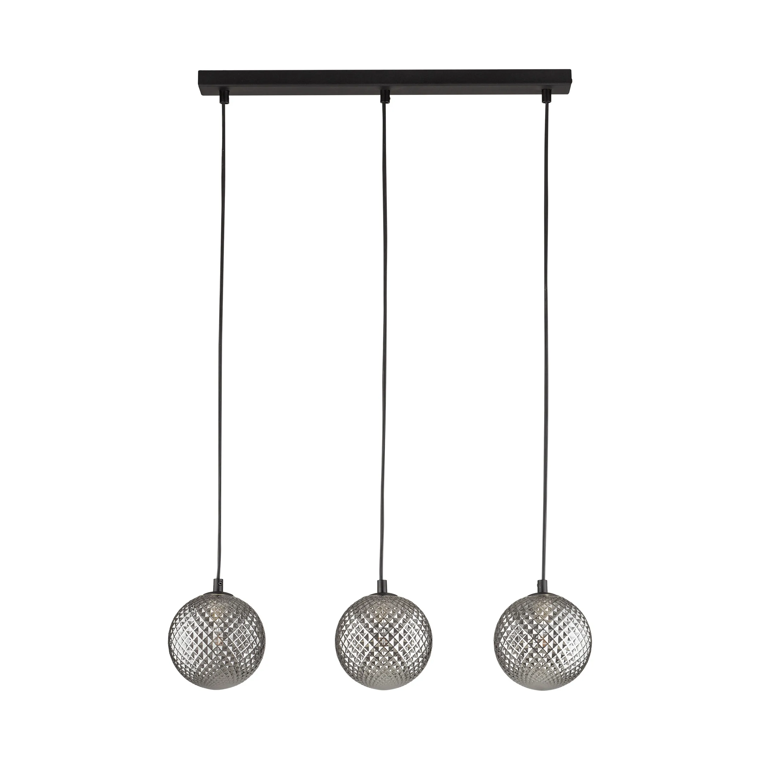 Lampa wisząca ELENA czarna z szarym kryształowym szklanym okrągłym kloszem 160x15cm - TK_5745