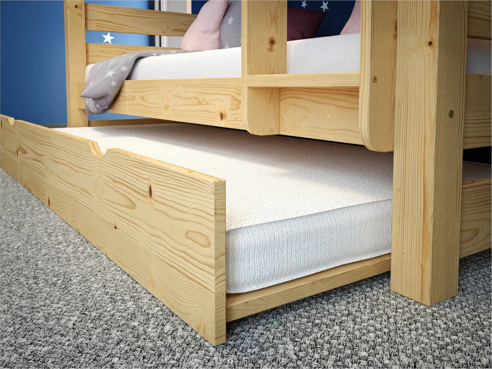 Łóżko piętrowe drewniane COSY 90x200 naturalne - LPCOSYSOS90