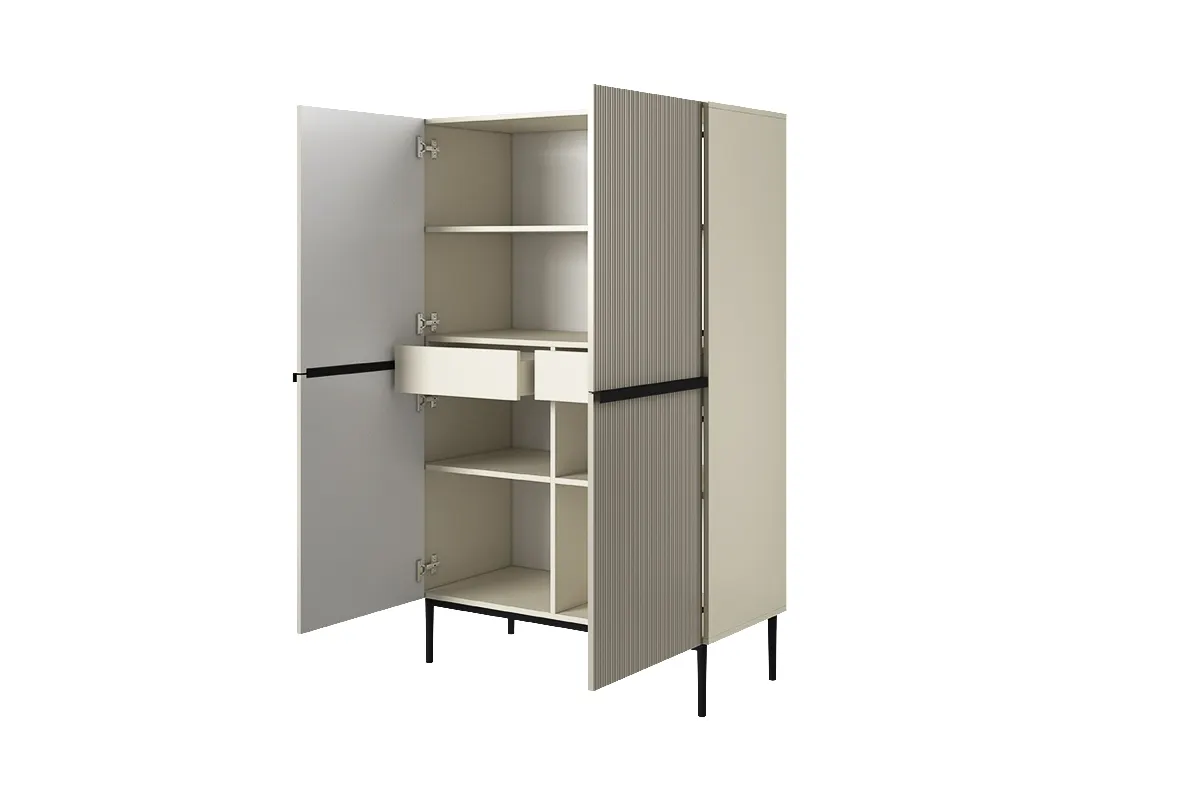 Komoda wysoka z 2 szufladami NICOLE 100 - kremowy - czarny stelaż - B_148915