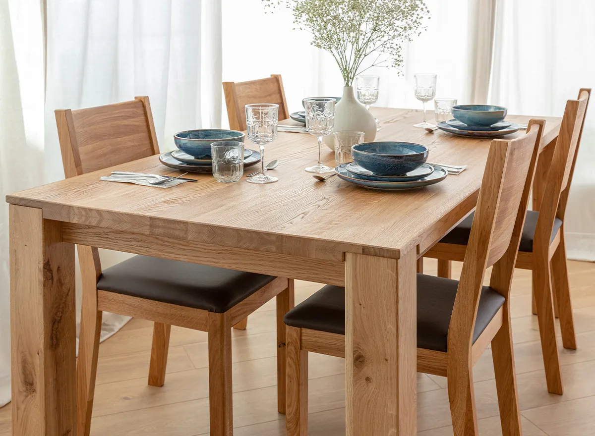 Stół dębowy GAIA 90x160, blat 4cm - dąb olejowany - GAIA90X160