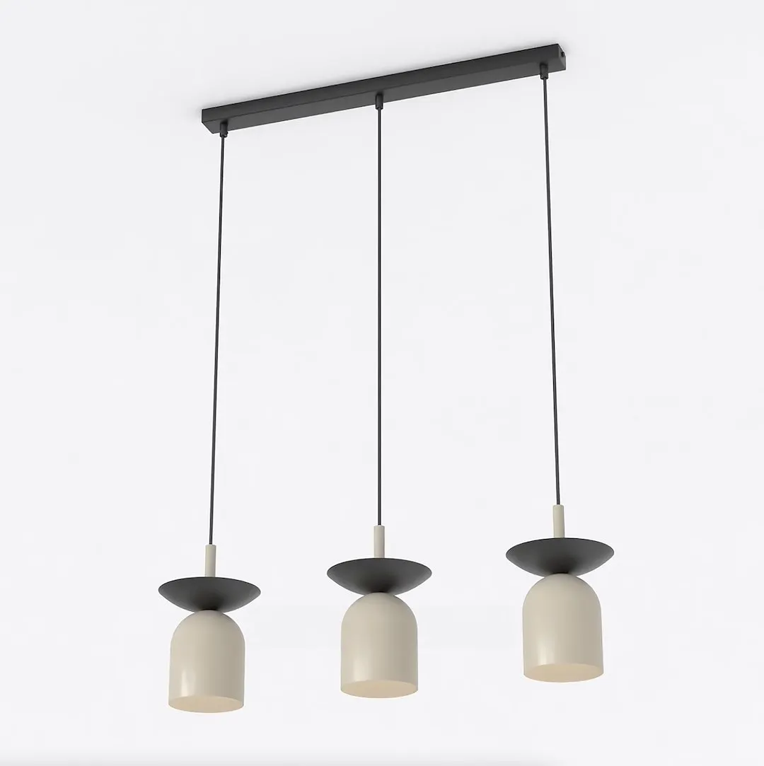 lampa wisząca, trzy punkty, lampy sufitowe, szary, ceramiczny abażur