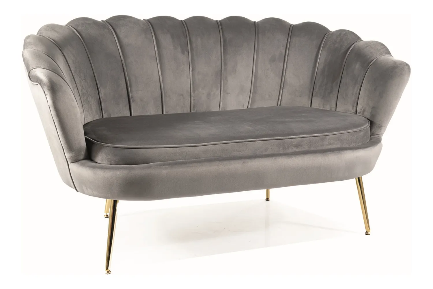 Sofa dwuosobowa CAMELLIA 2 VELVET Bluvel 14 szary złoty