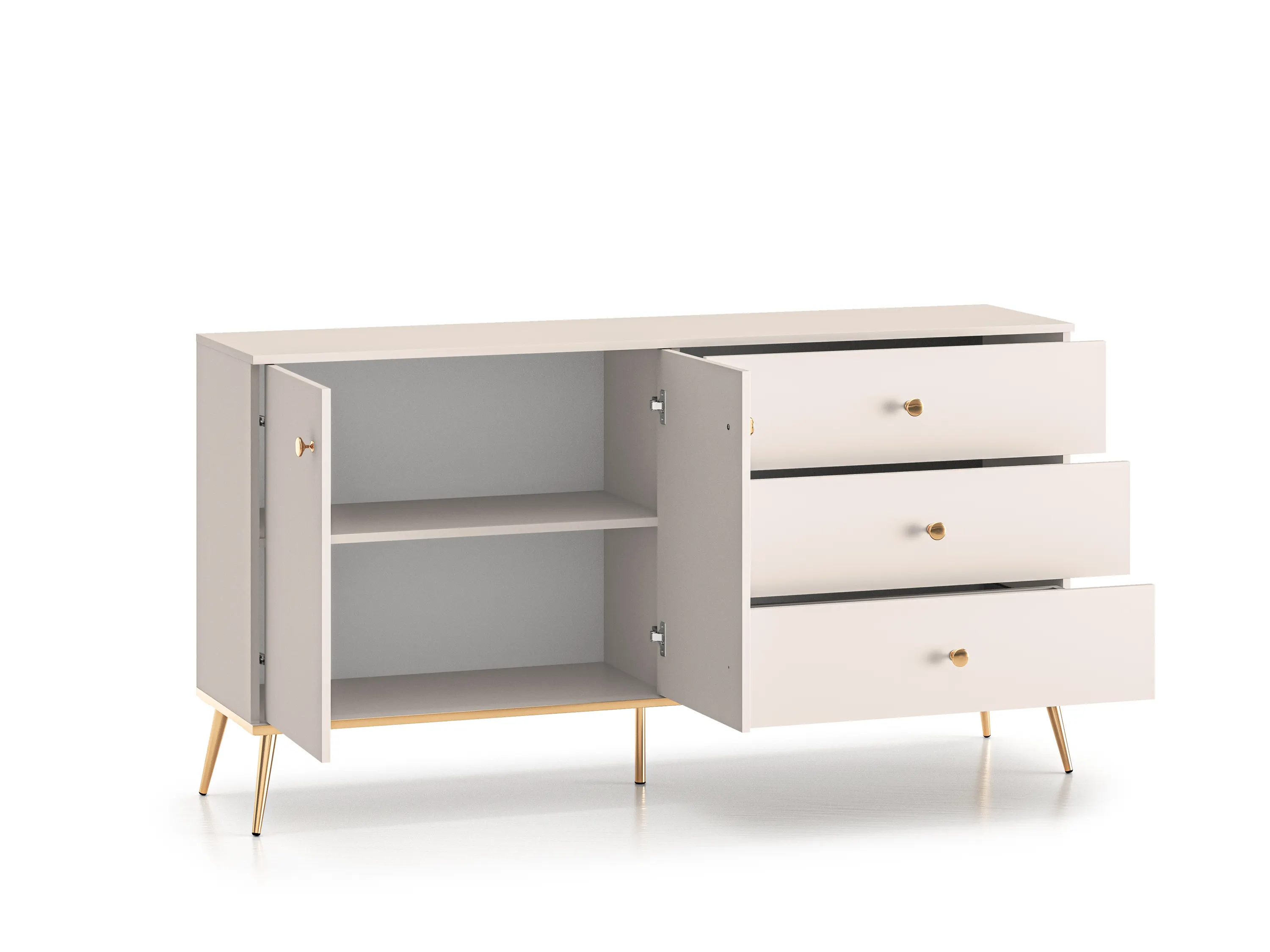 Komoda 2-drzwiowa z 3 szufladami SELGIN 03 kaszmirowy, złoty - 1SELG03-001