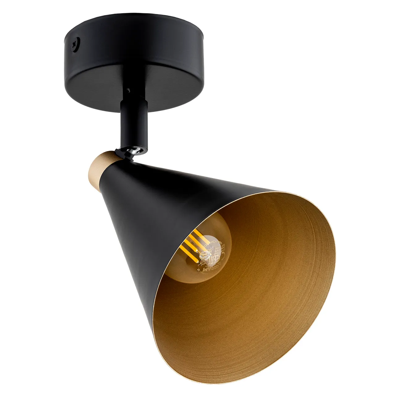 Kinkiet / Plafon LUCINDA metalowy czarny złoty regulowany 18x12cm - 8253