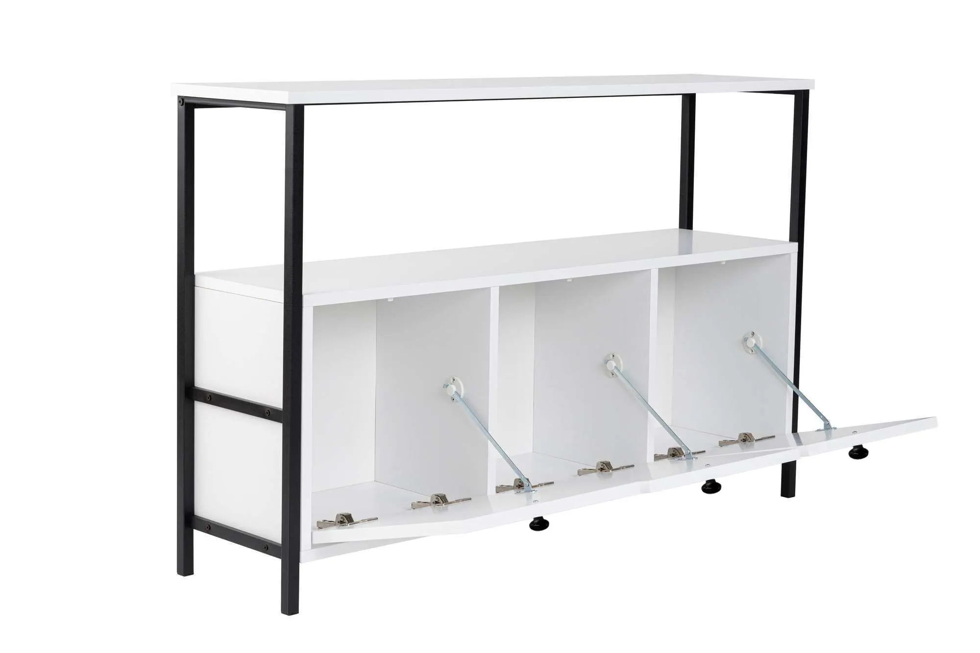 Konsola 3-drzwiowa SOLACE 120 cm biała czarny metalowy stelaż - ASI_241NRD1345