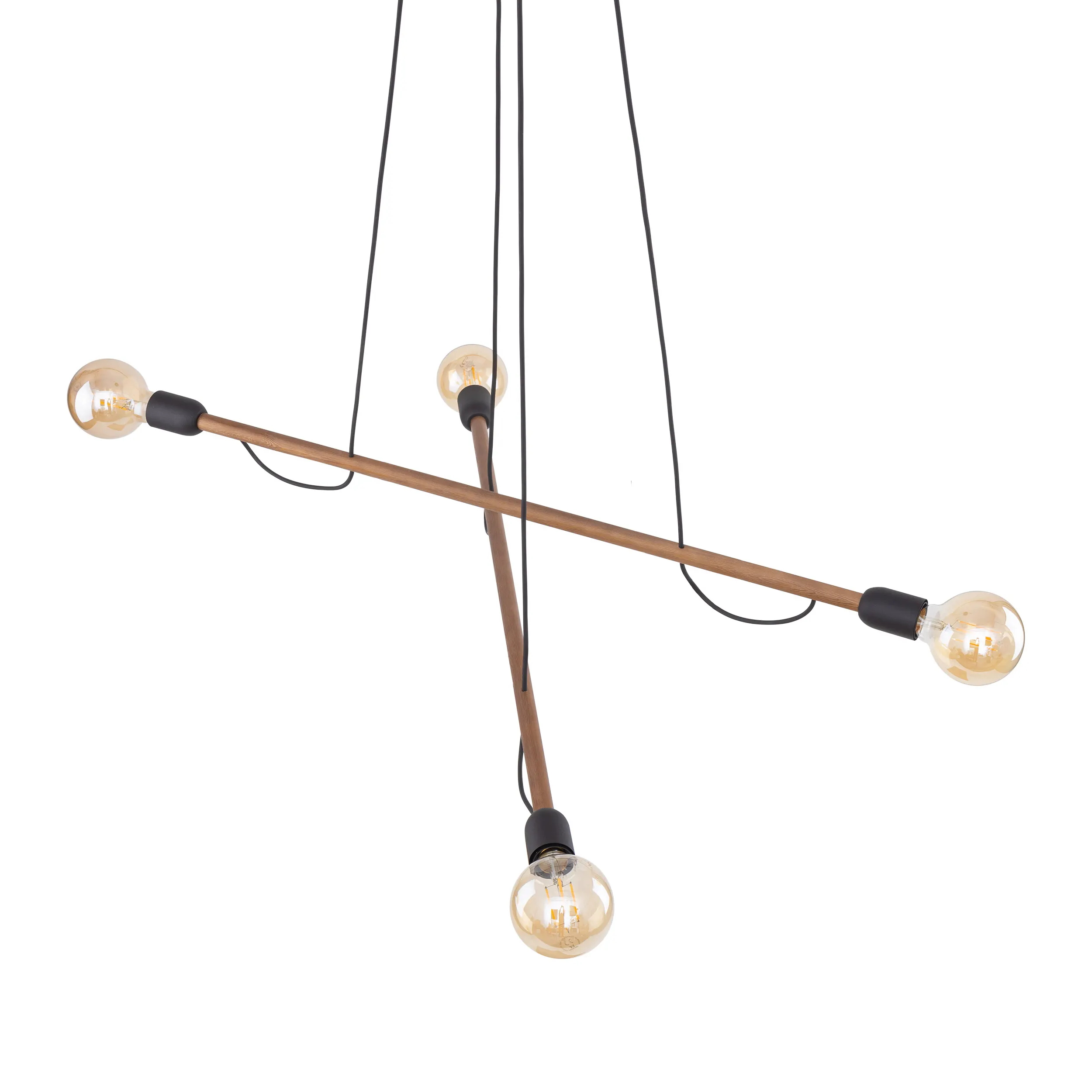Lampa wisząca HELIX czarna z ciemnymi drewnianymi poprzeczkami z orzecha 130x93cm - TK_4949
