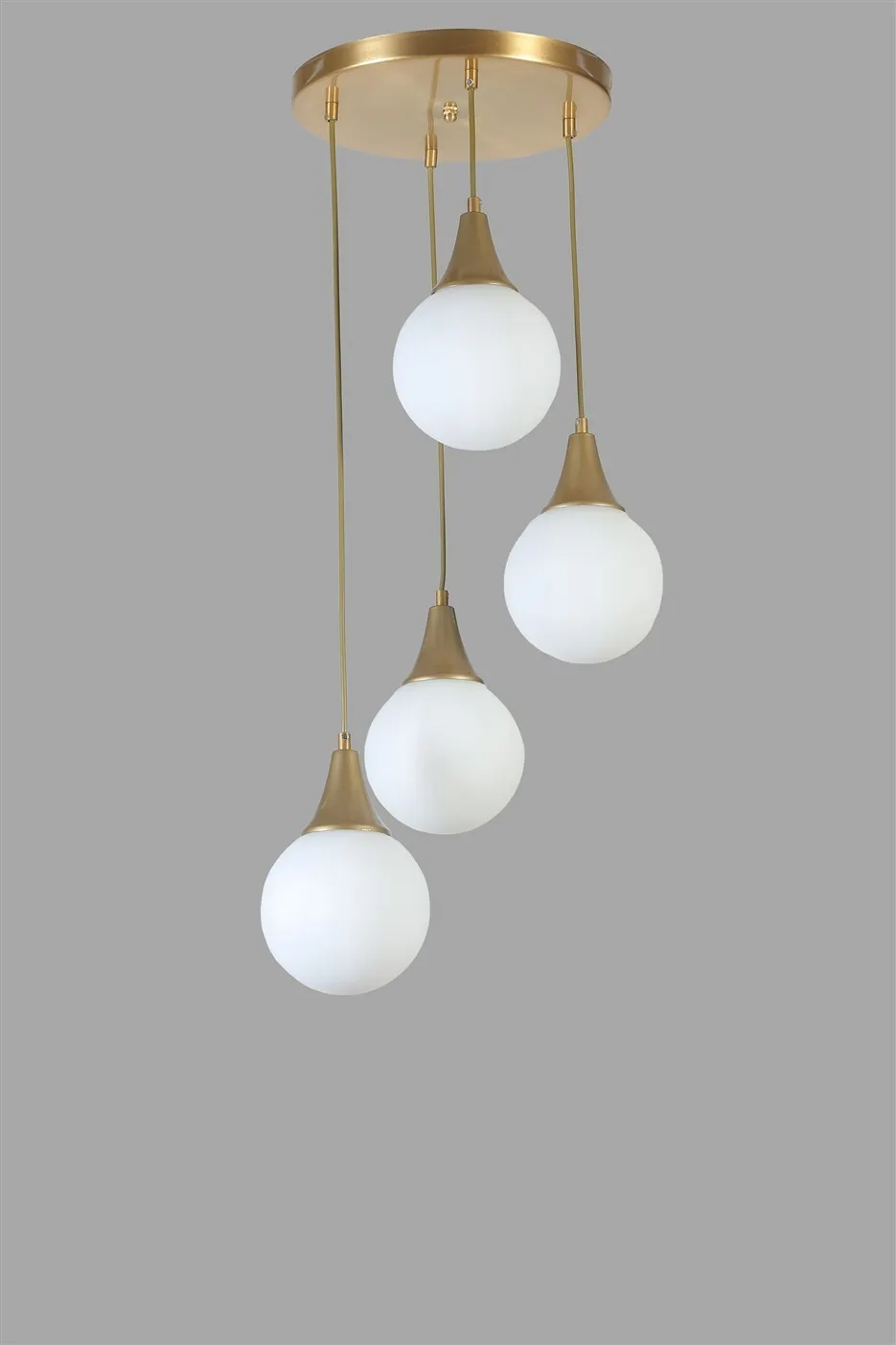 Żyrandol kulisty z tacą AFRA 4-punktowy biały złoty - ASI_846STL5170