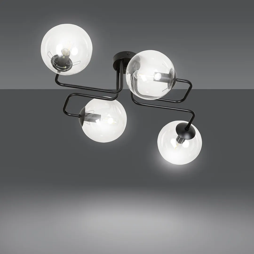 Lampa sufitowa BRENDI 4 czarny transparentny — zdjęcie 3