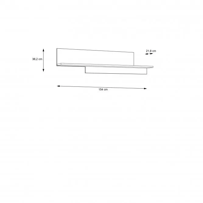 Półka wisząca HAYATO 154 cm świerk alpejski, czarny - HYTB011L-M215