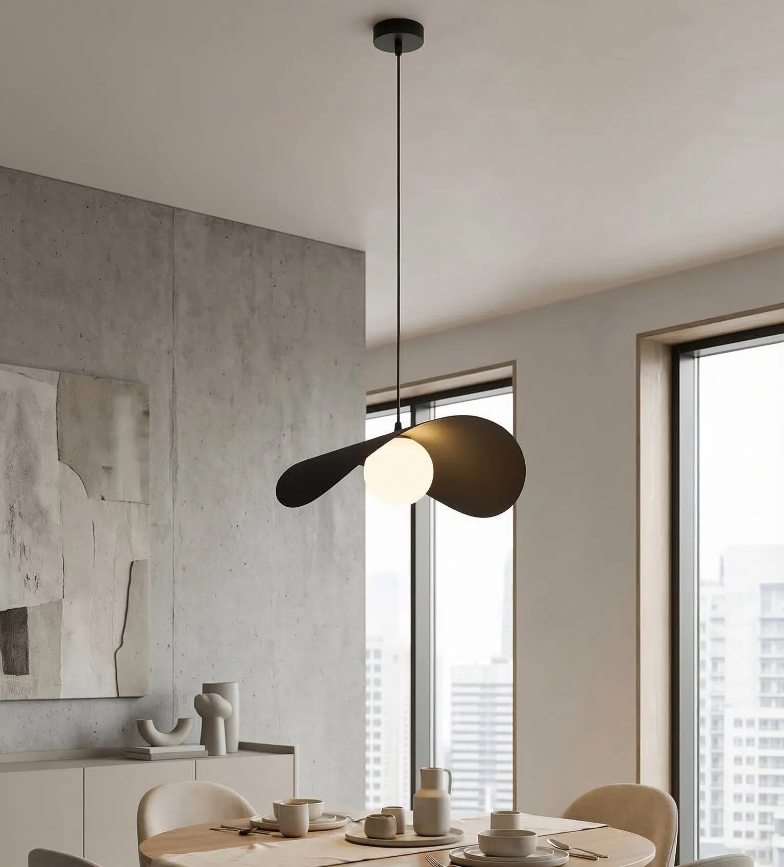 lampa wisząca, nowoczesny design, czarna oprawa, białe światło, komfortowy domowy
