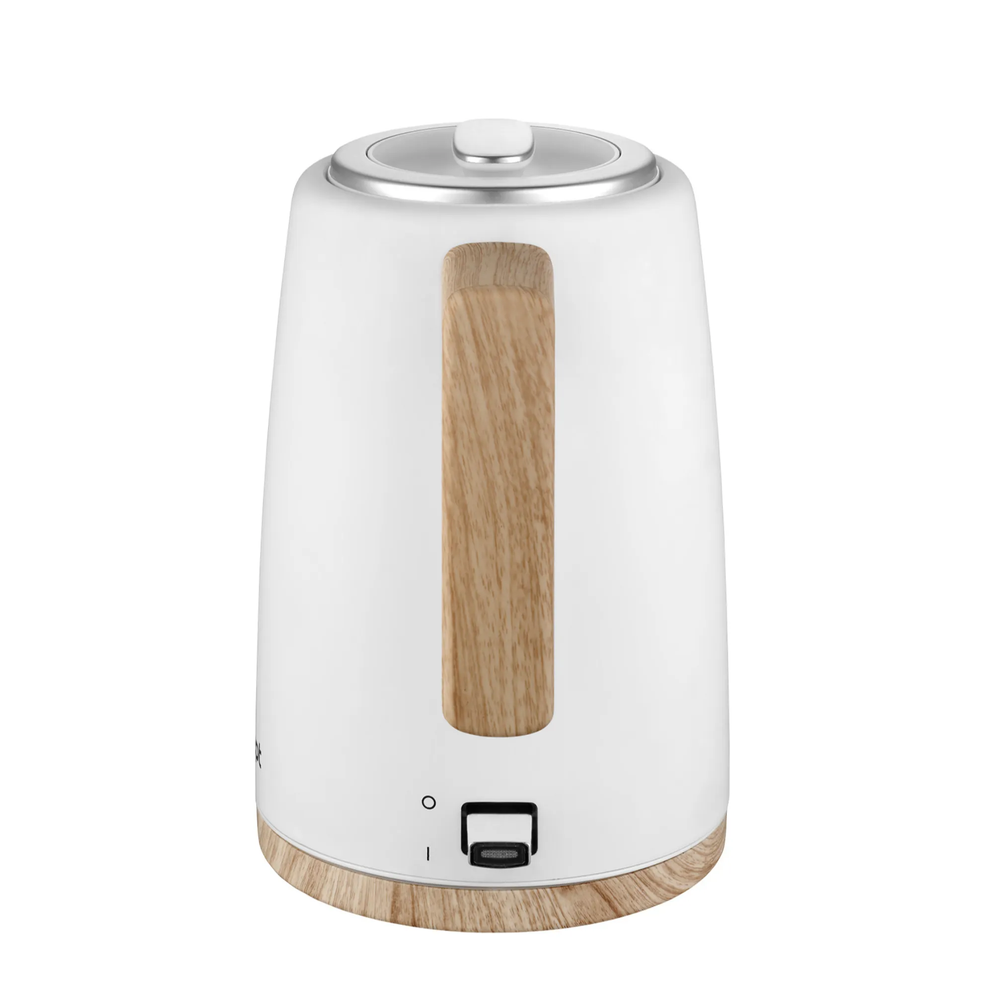 czajnik, elektryczny, drewniane wstawki, biały, okrągłe podstawy