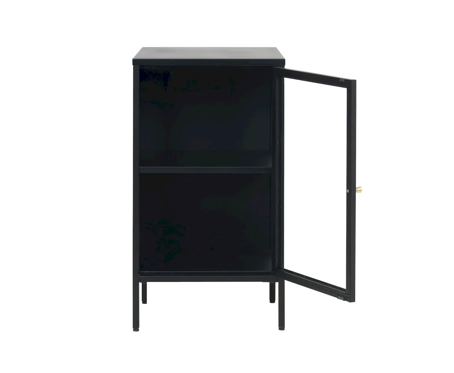 Szafka nocna 1-drzwiowa CARMEL z przeszklonymi drzwiami i bokami 45 cm - czarna - UN_43170600