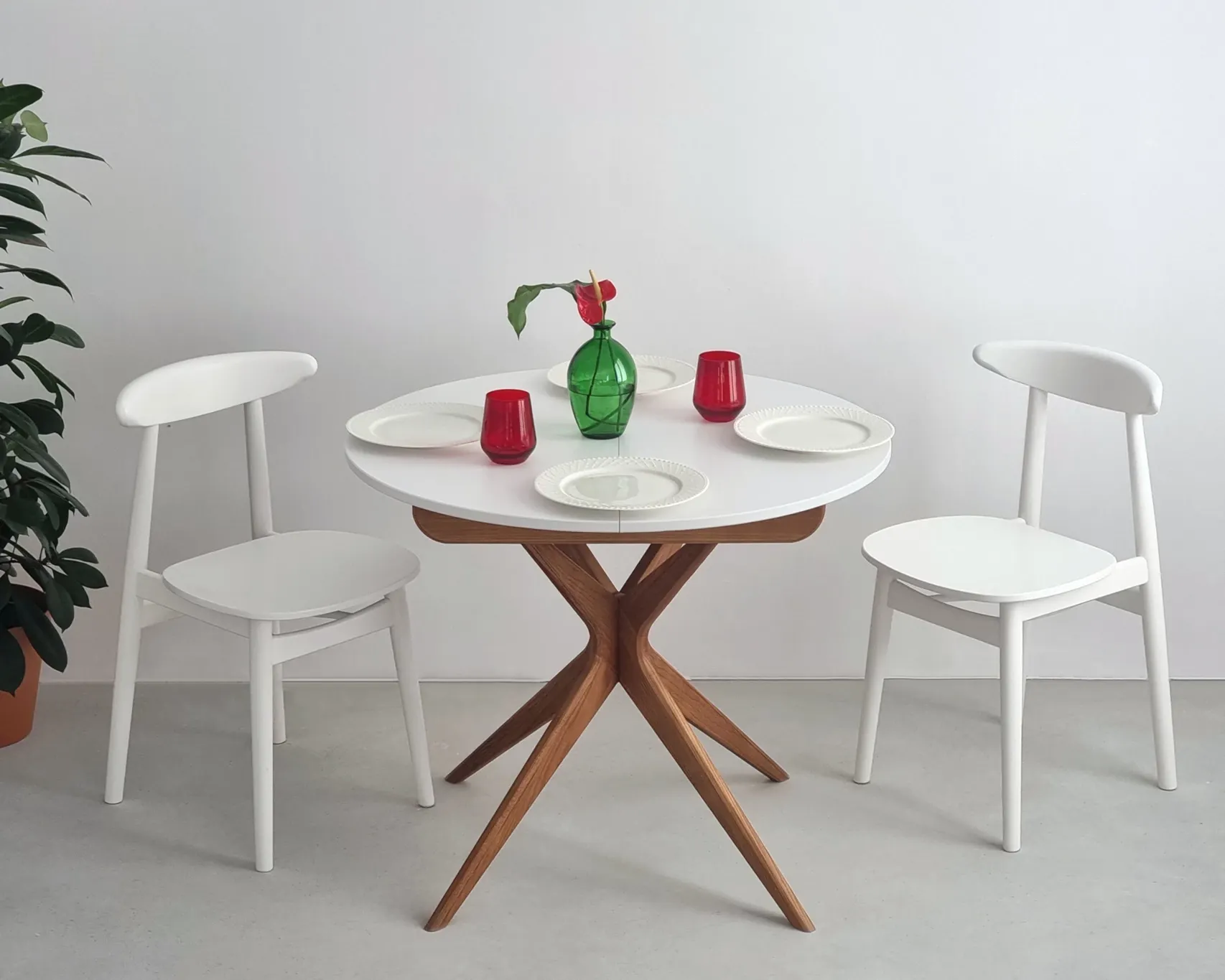 Rozsuwany okrągły stół JUBI 90cm dąb beżowy - NRGBTJ_OAK_4E