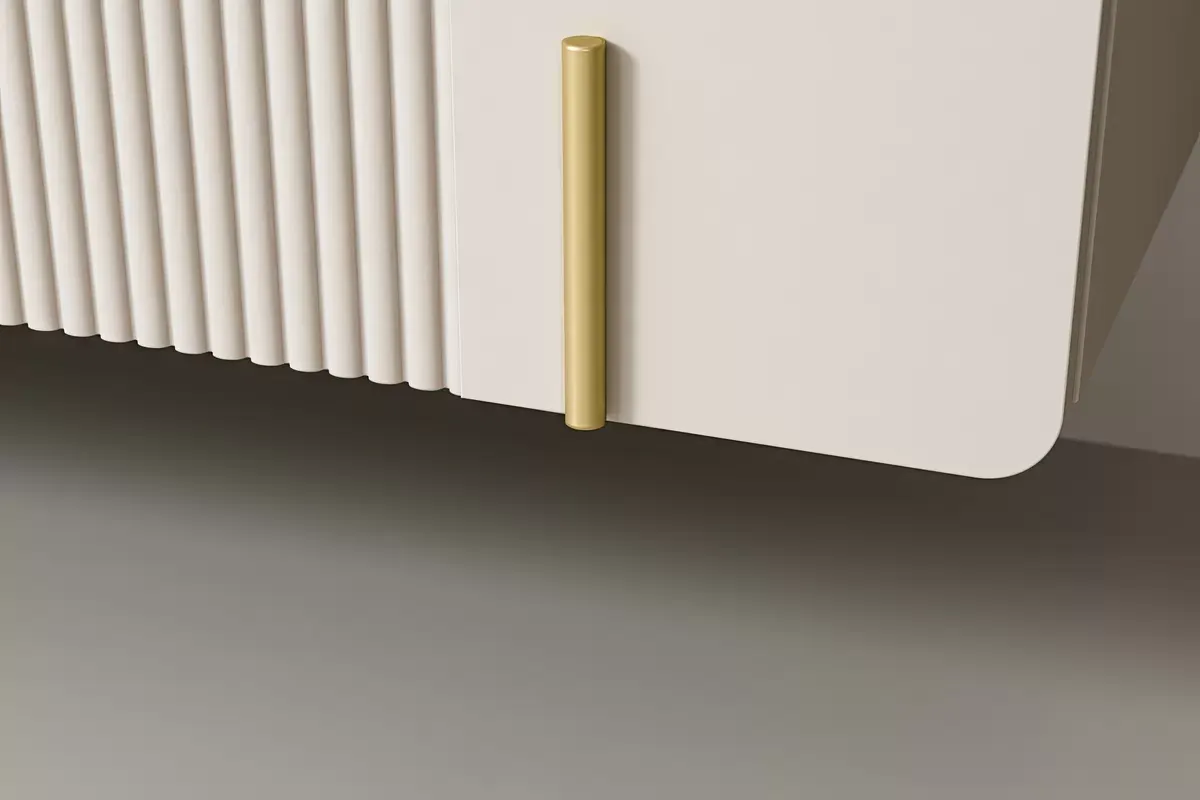 MALMI Szafka RTV 150 2D1SZ - cashmere / crema bianca / wisząca / złote uchwyty - B_162320