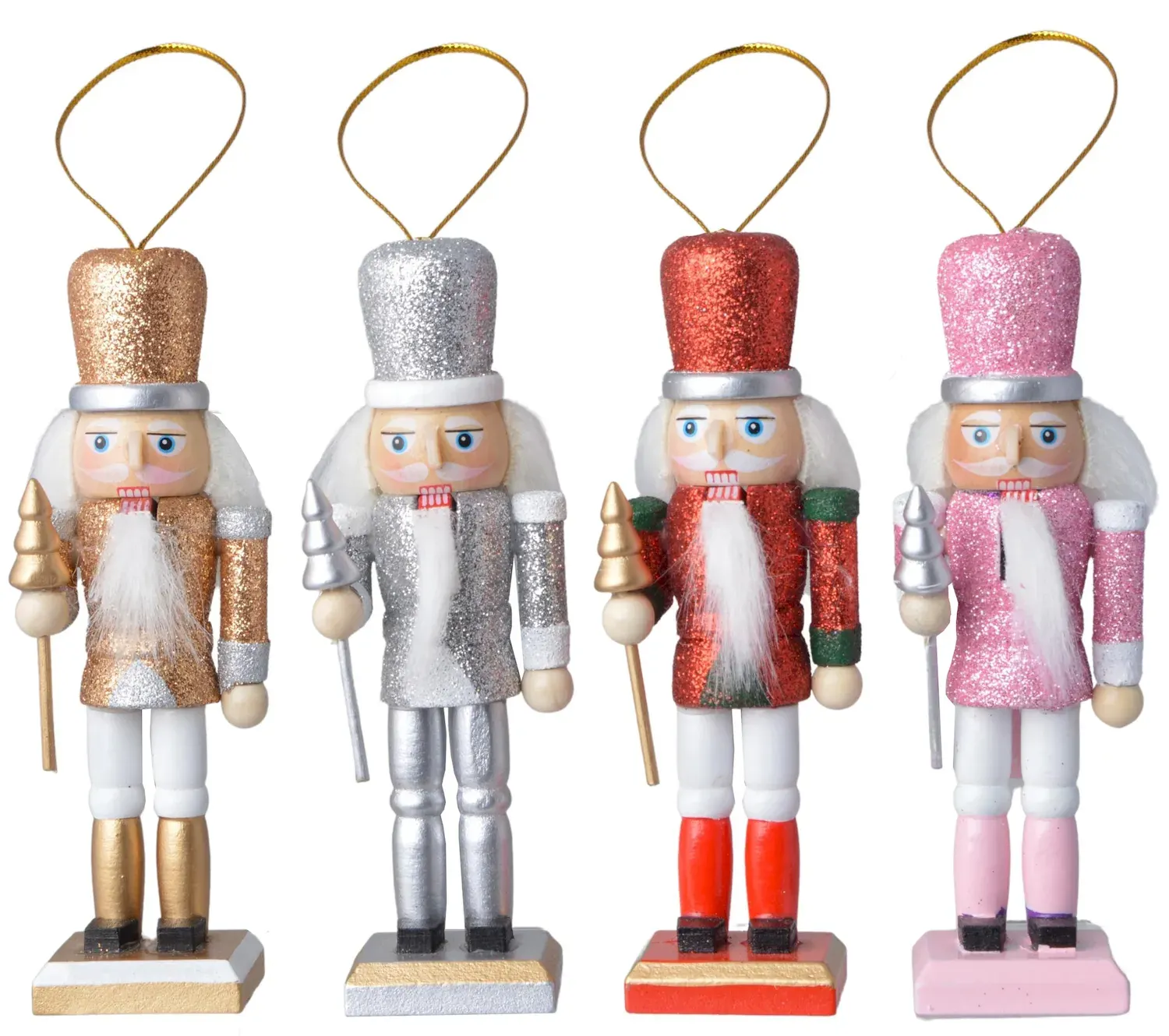 Zawieszki drewniane DZIADEK DO ORZECHÓW 4 sztuki wielokolorowe