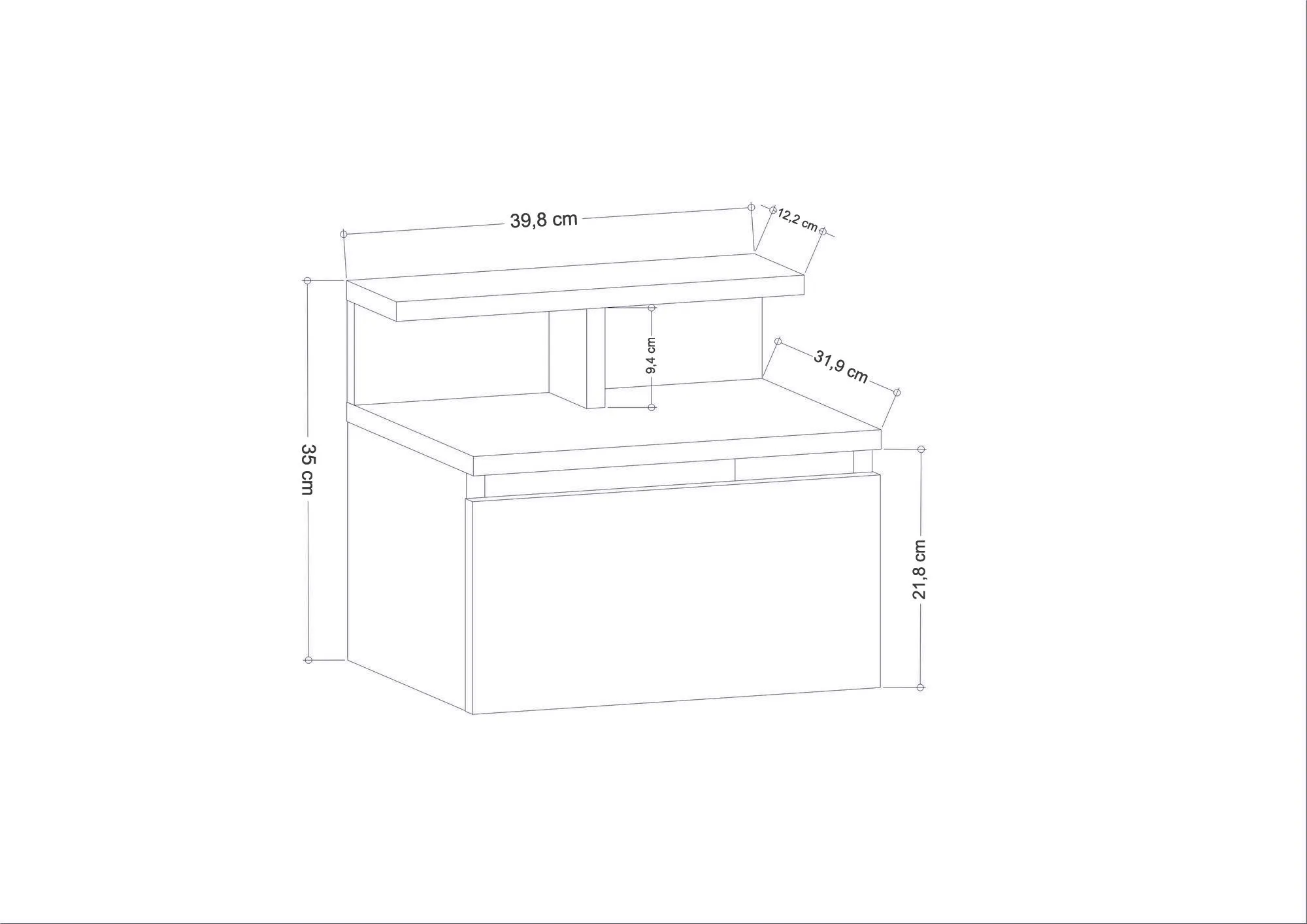Szafka nocna wisząca z klapą ALICE biała - ASI_322RTC1605