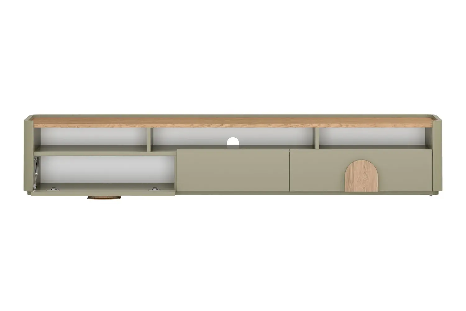 Szafka RTV z klapą i szufladą AMILIO 200 - eukaliptus dąb baltic dune uchwyty dąb naturalny - B_167073