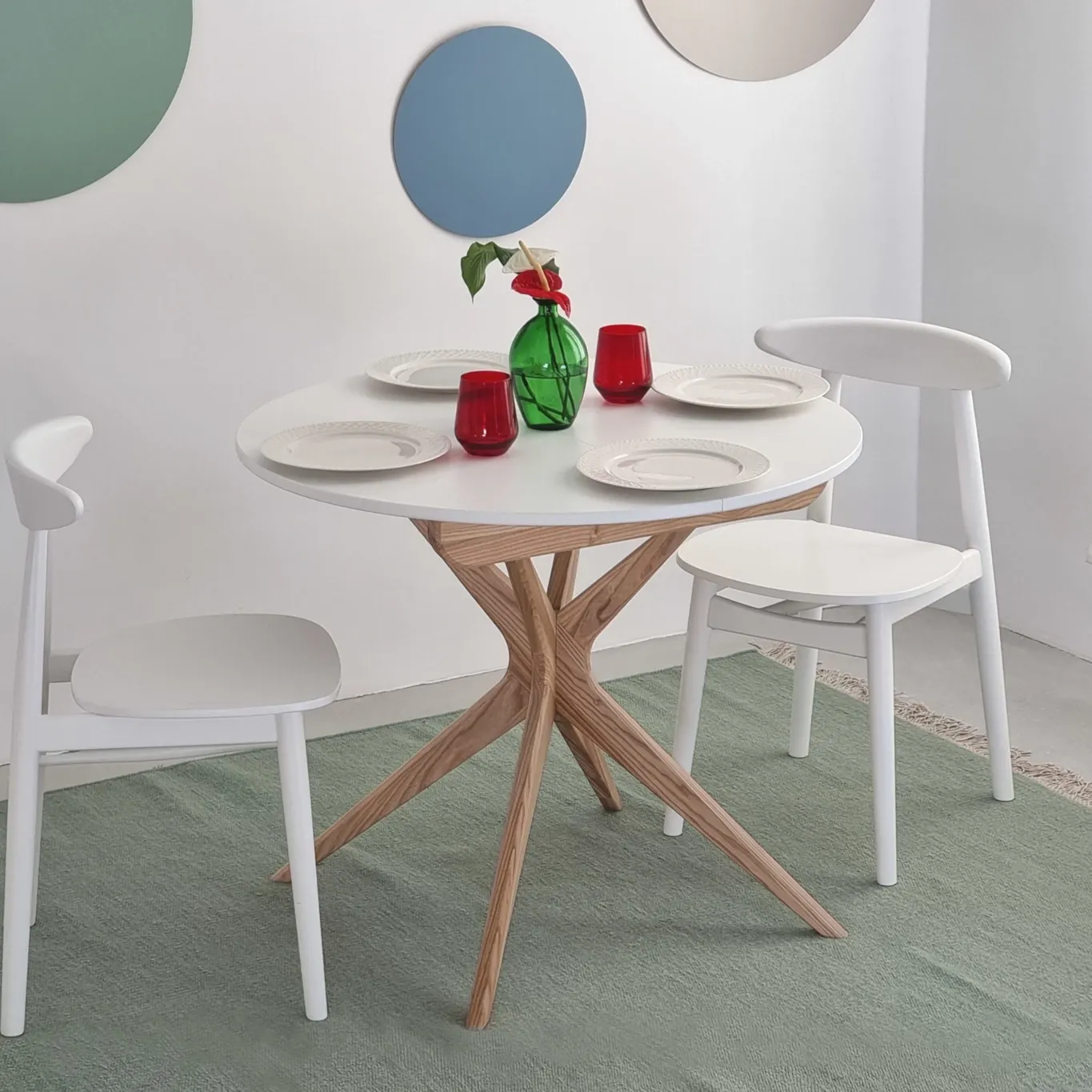 Stół okrągły jadalniany JUBI śr. 90cm biały — zdjęcie 8