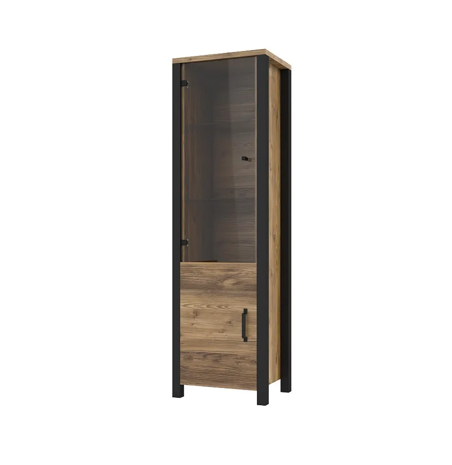 Witryna szklana OLIN 2-drzwiowa 191x56 czarna appenzeller fichte