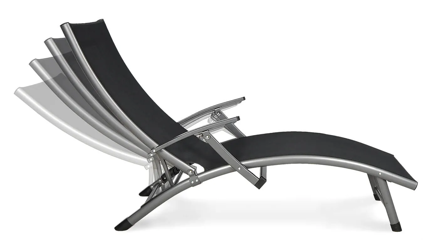 Leżak ogrodowy składany RELAX aluminiowy z regulacją 175 cm czarny - FG000746