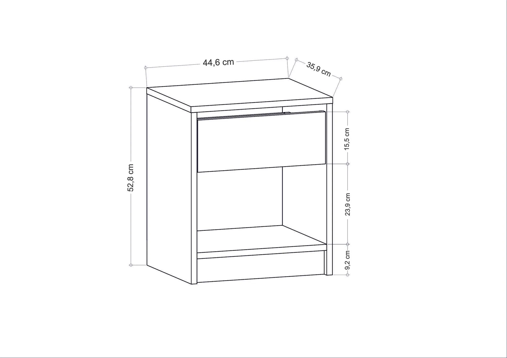 Szafka nocna z 1 szufladą SHERIDAN 45x36x53 antracytowa