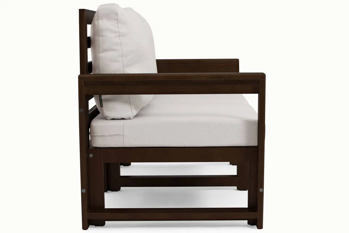 Sofa ogrodowa drewniana 2-osobowa MALTA szary/ciemny brąz - FE5906948115682