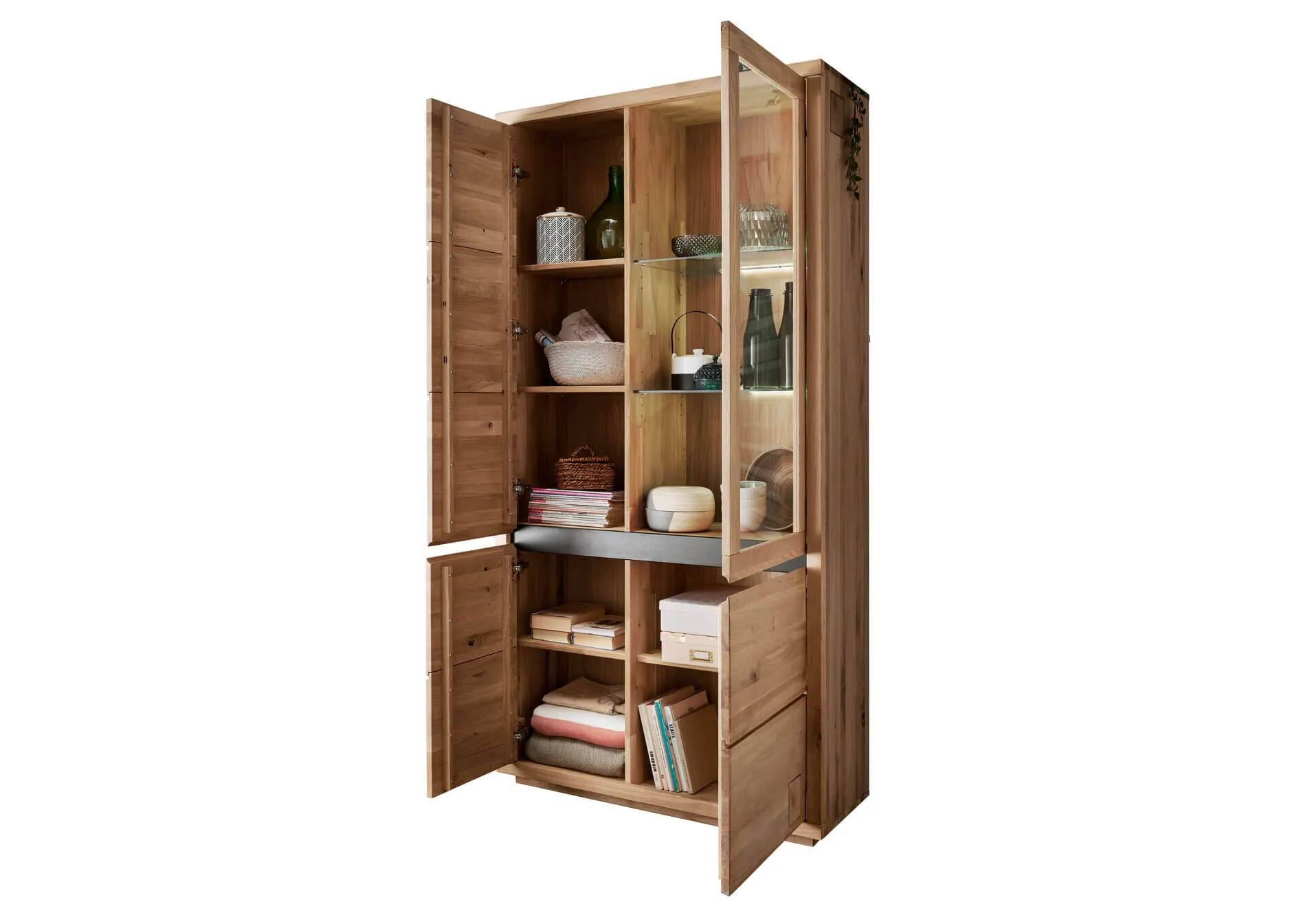 Witryna dębowa HALLOW 205x103 z 4 szafkami prawa - GK_1031595201