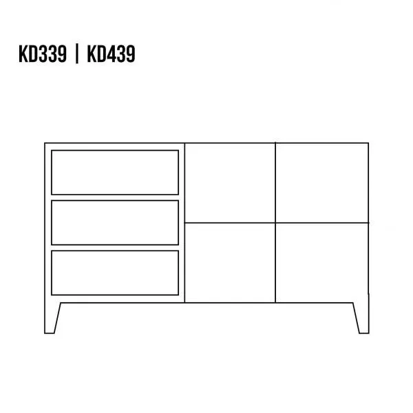 Komoda 2-drzwiowa z szufladami KD339 137 cm dąb naturalny — zdjęcie 5