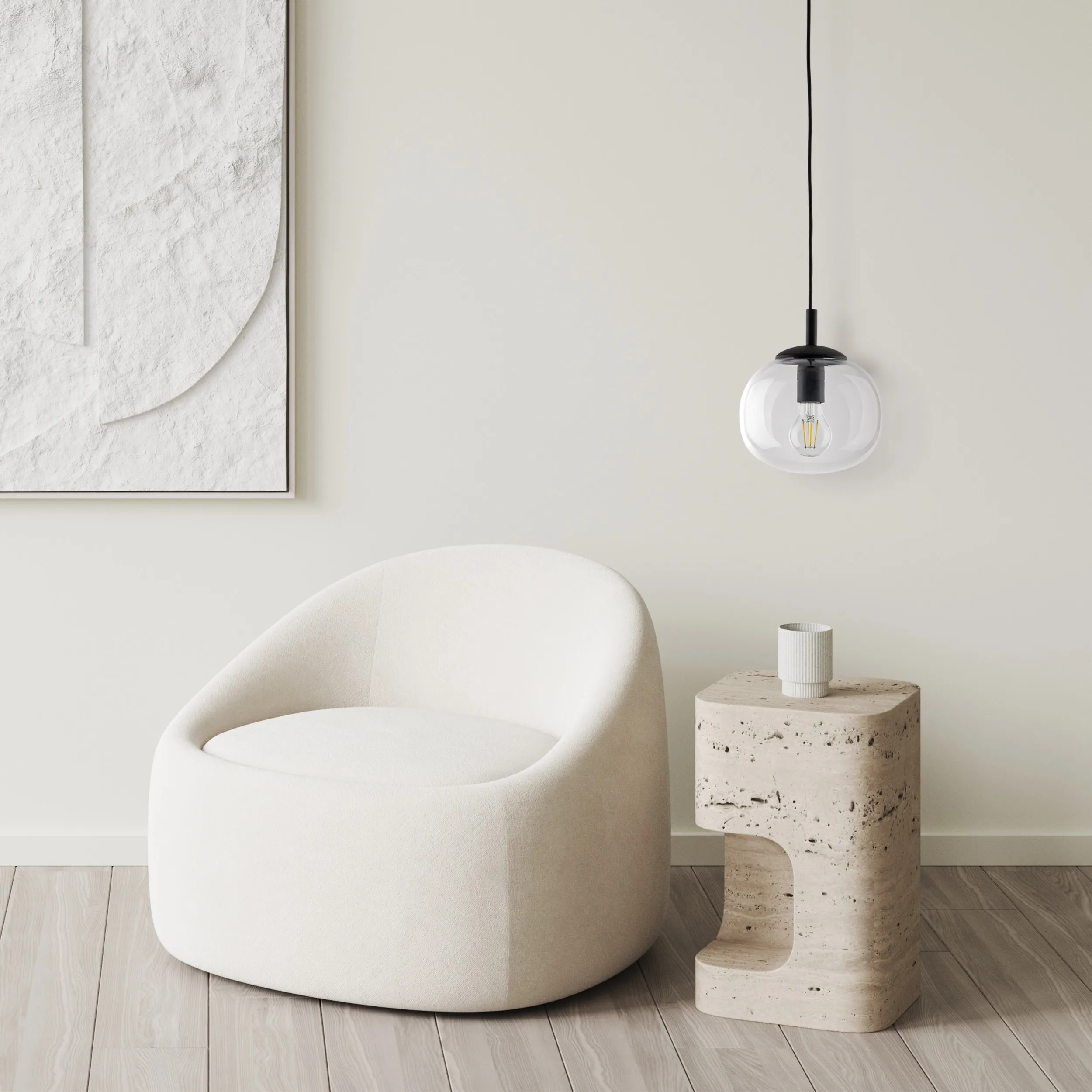 Lampa wisząca VIBE czarna z transparentnym szklanym okrągłym kloszem 160x20cm - TK_5823