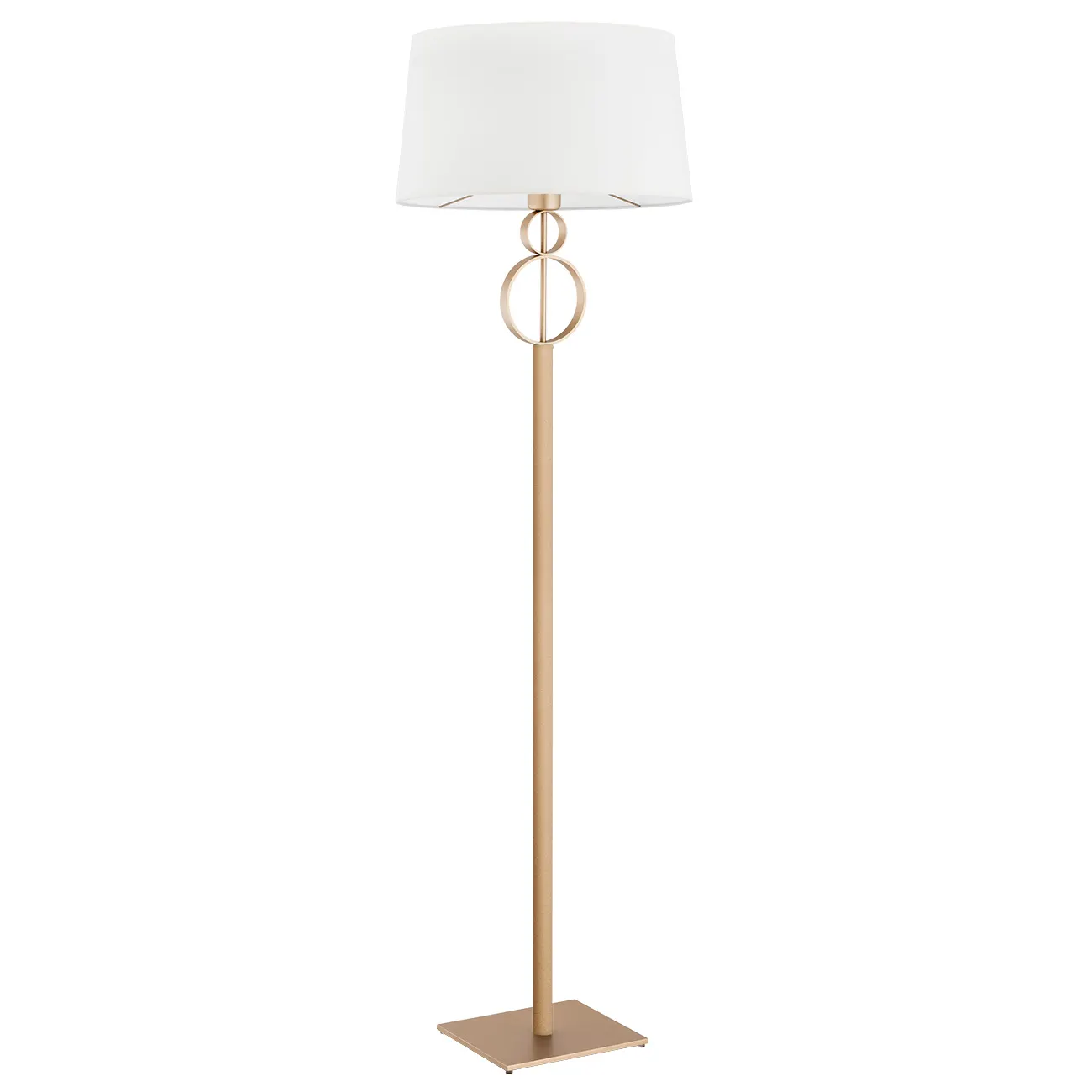 Lampa podłogowa PERSEO metalowy złoty bialy abażur 158cm - 8374