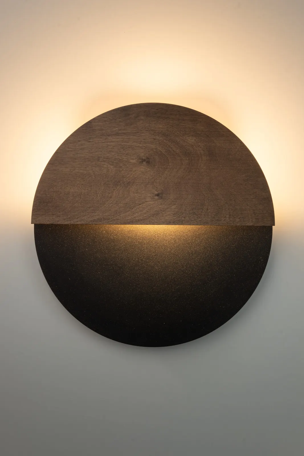 Kinkiet okrągły LUNA M czarny/venge - SI_40864