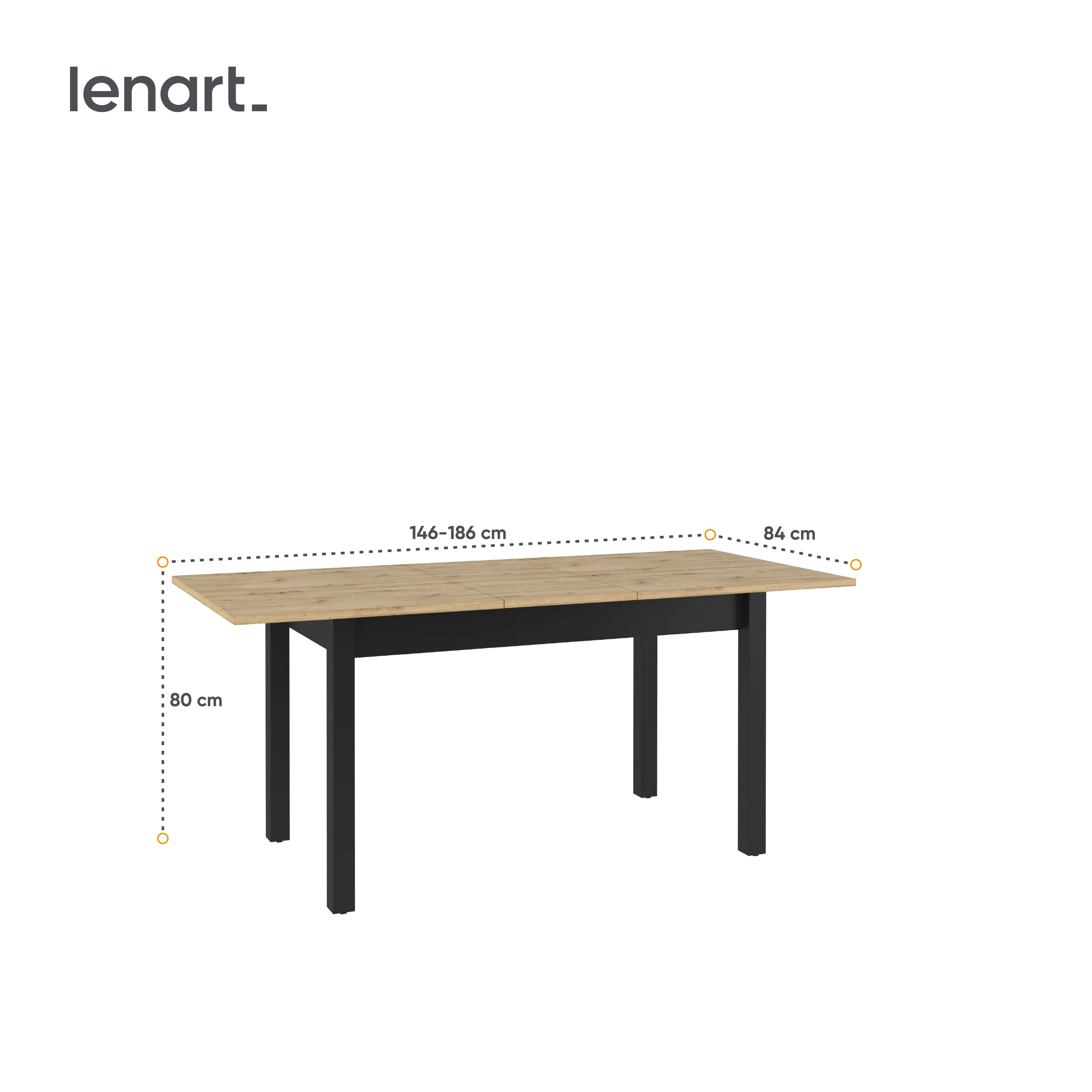 Stół rozkładany 146(186)x84 Quant QA-10 dąb artisan/czarny - QA10DAC