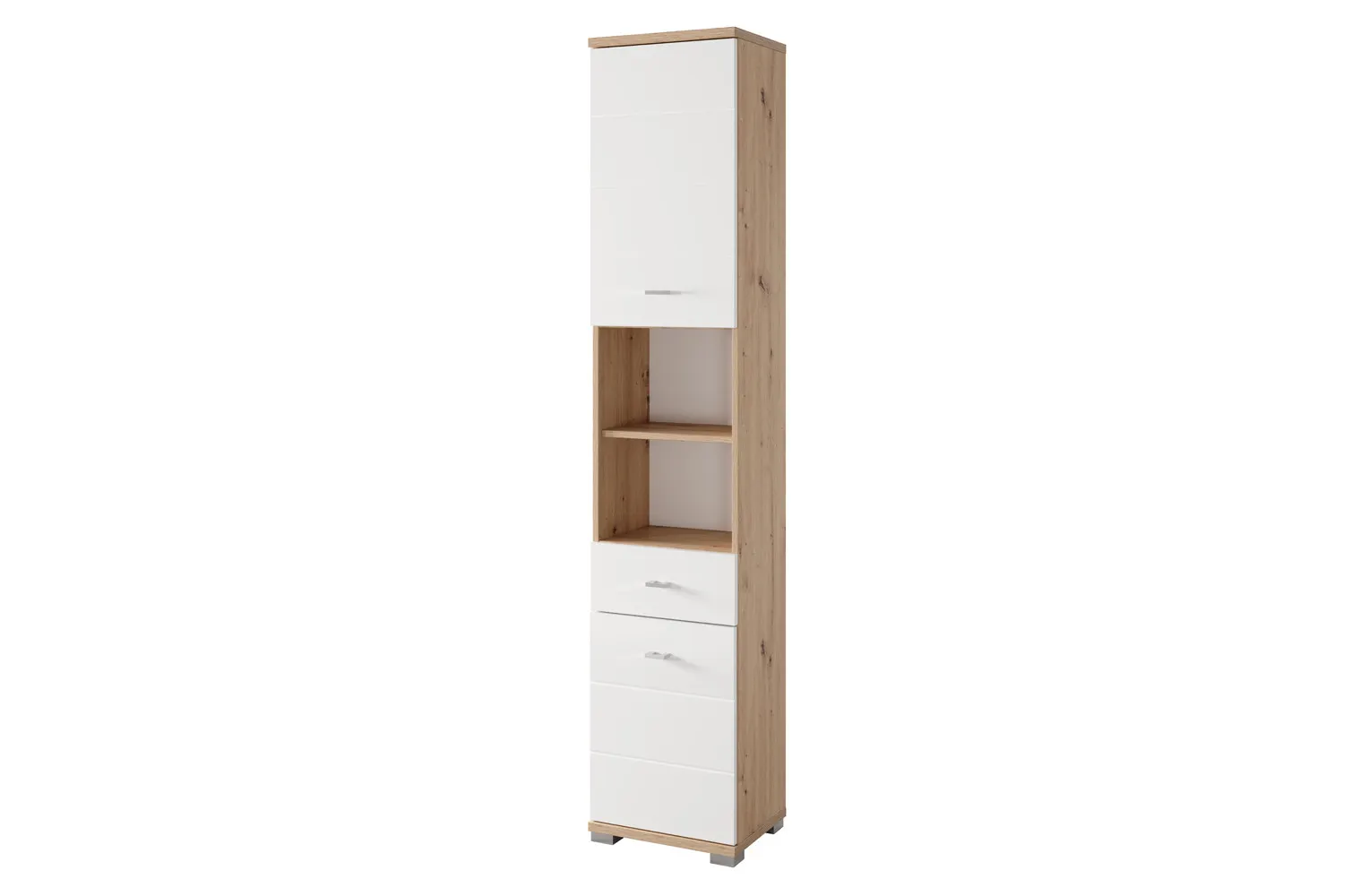 Szafka łazienkowa z szufladą wysoka STING L/P 190x38 dąb Artisan/biały